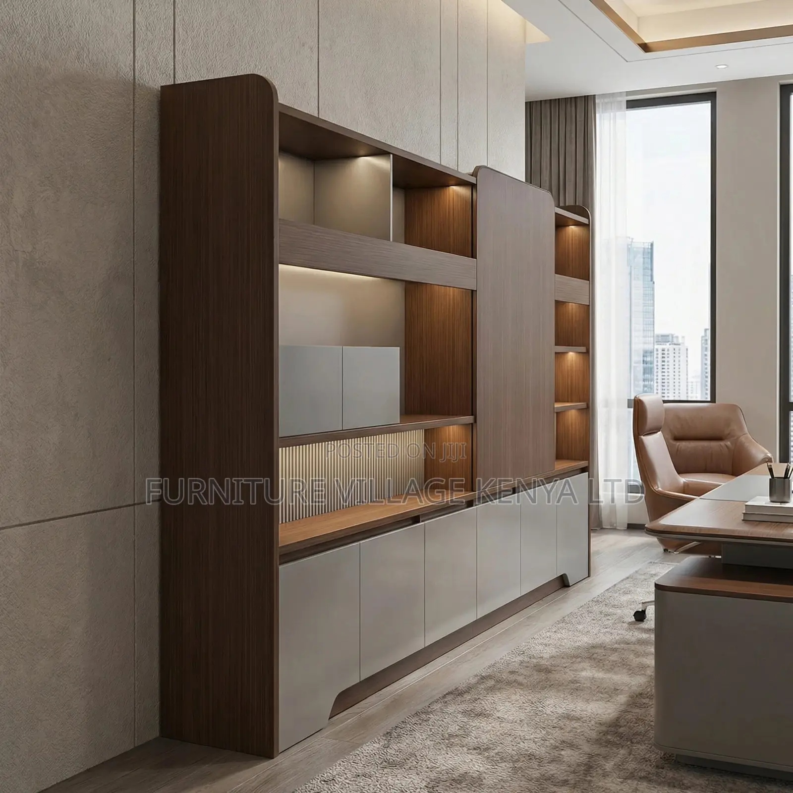 Imported Office Executive Two-Tone Wall Unit