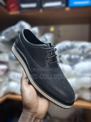 Men Official Low Cut Black/White Shoes - Formal Leather Footwear