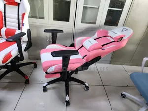 Pink and White Reclining Chair