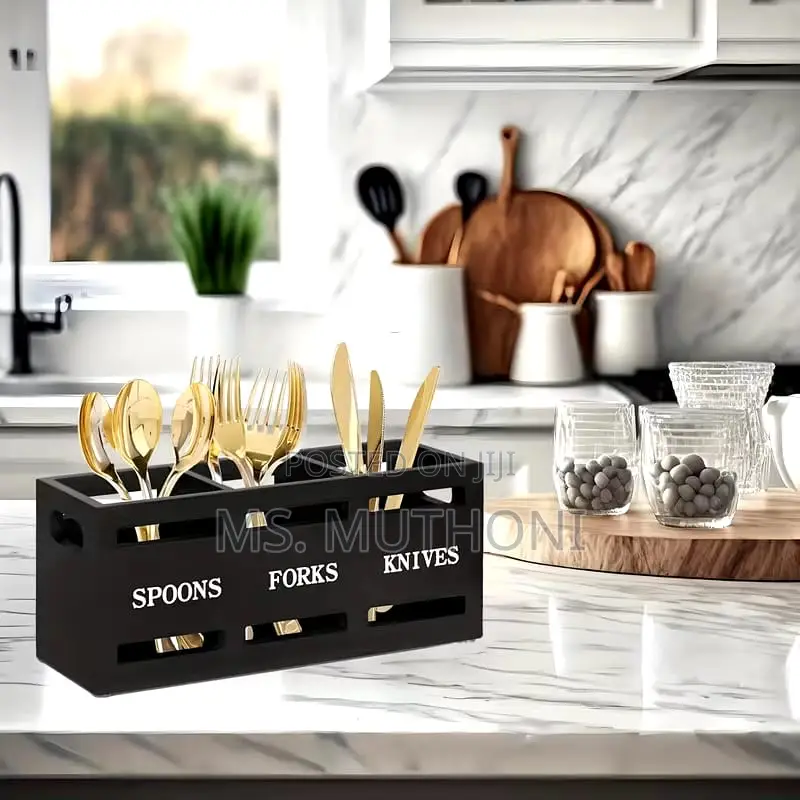 *3-Compartment Eco-Friendly Wooden Cutlery Holder*