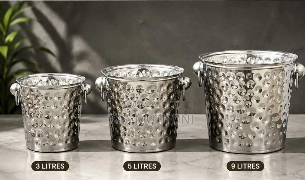 Steel Ice Bucket – Hammered Finish With Ring Handle