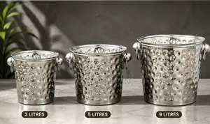 Steel Ice Bucket – Hammered Finish With Ring Handle