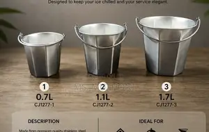 Steel Ice Bucket – 8 Corner Design With Handle 