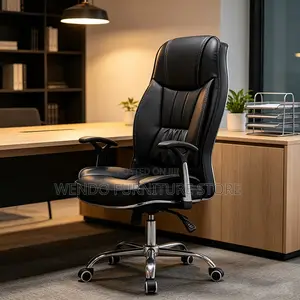 Office Chair: Black High-Back Leather Reclining Executive Office Chair