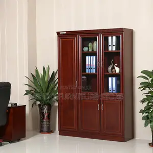 Office Cabinet : B1n 3-door Mahogany Wooden Office Storage Cabinet