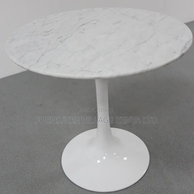 Full White Marble Home Office Round Dining Table