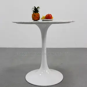 Full White Marble Home Office Round Dining Table