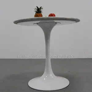 Full White Marble Home Office Round Dining Table
