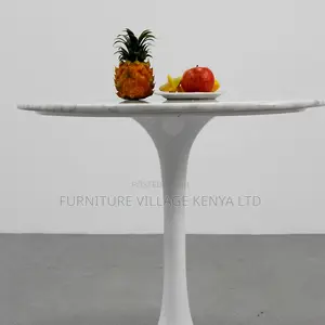 Full White Marble Home Office Round Dining Table