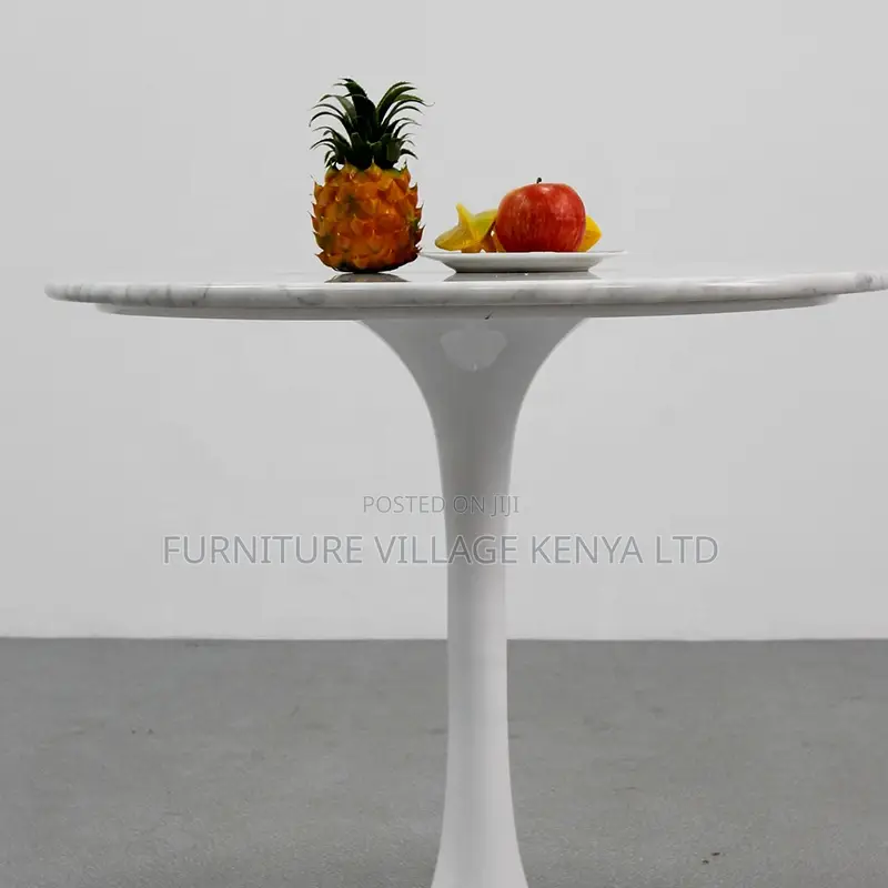 Full White Marble Home Office Round Dining Table
