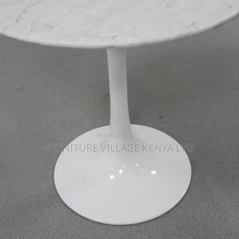 Full White Marble Home Office Round Dining Table