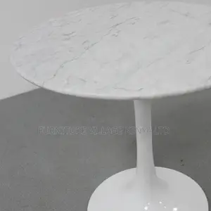 Full White Marble Home Office Round Dining Table