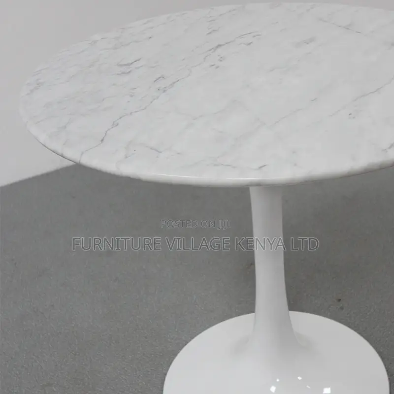 Full White Marble Home Office Round Dining Table