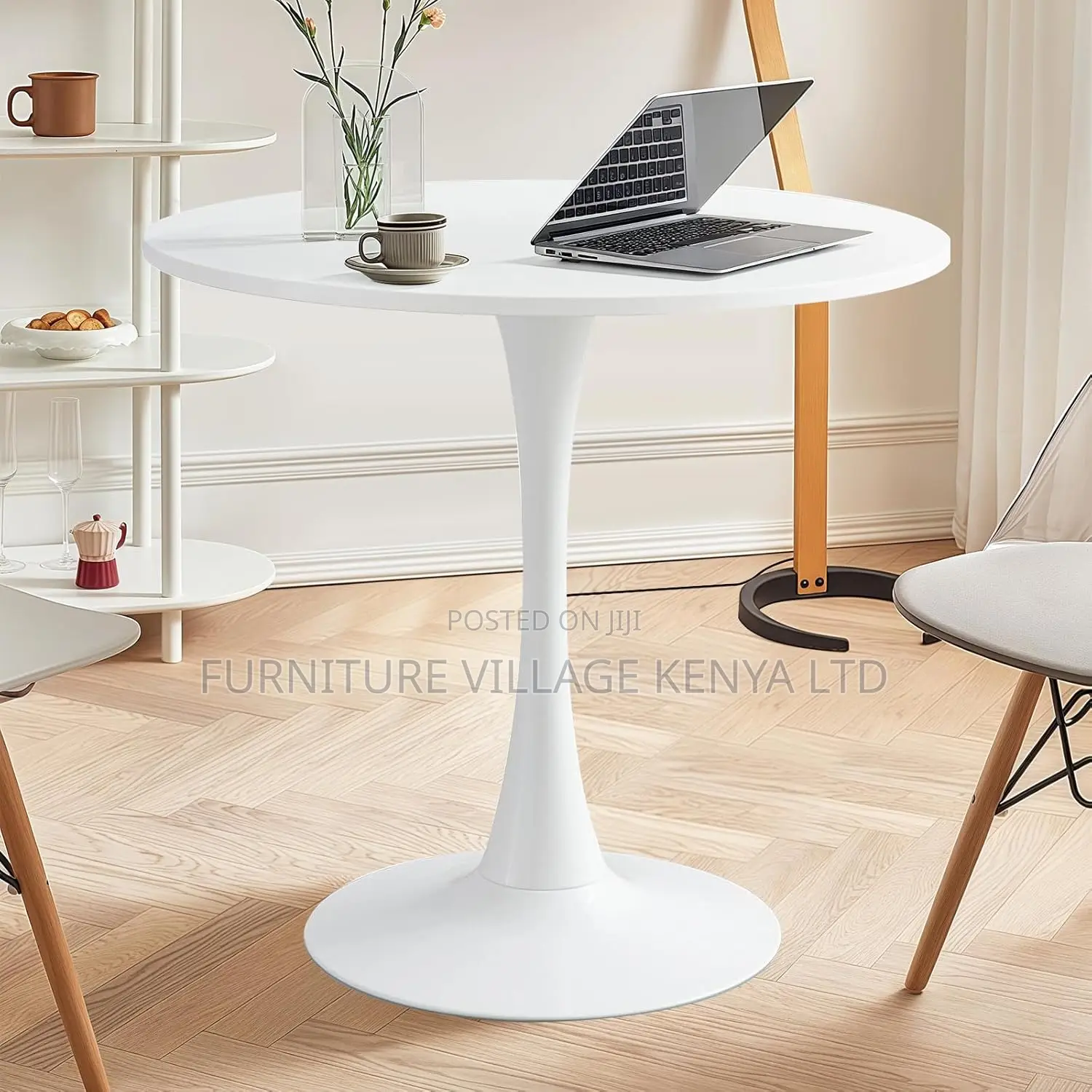 Full White Marble Home Office Round Dining Table