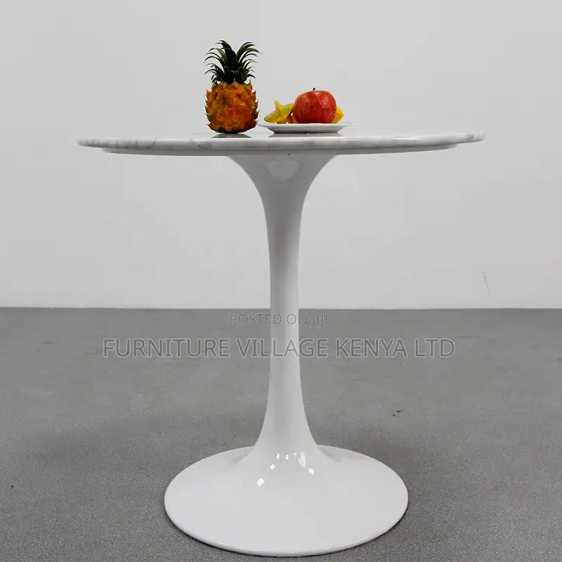 Full White Marble Home Office Round Dining Table