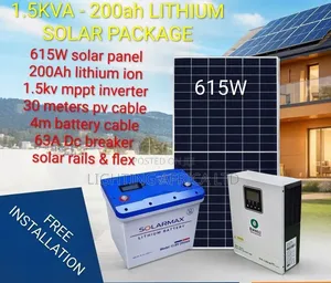 1.5kva - 200ah Lithium Solar Kit Free Installation (Fridge,Tv, Wifi)