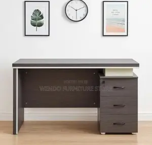 Office Desk 1.4m Lunato Study Desk in Grey Oak With Lockable Drawers