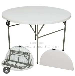 Foldable White Round Outdoor Table