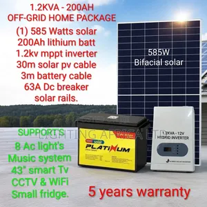 1.2kva - 200ah Lithium Platinum Off-Grid - 585w Bifacial Solar Kit