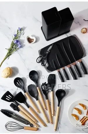 *19pc Executive Silicone Spoons Black and Grey
