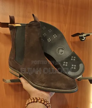Dark Brown Billionaire Chelsea Boots Leather Suede[Over-Ankle]