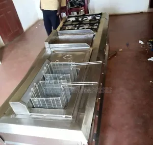 Stainless 4-Burner+Grill+Double Fryer