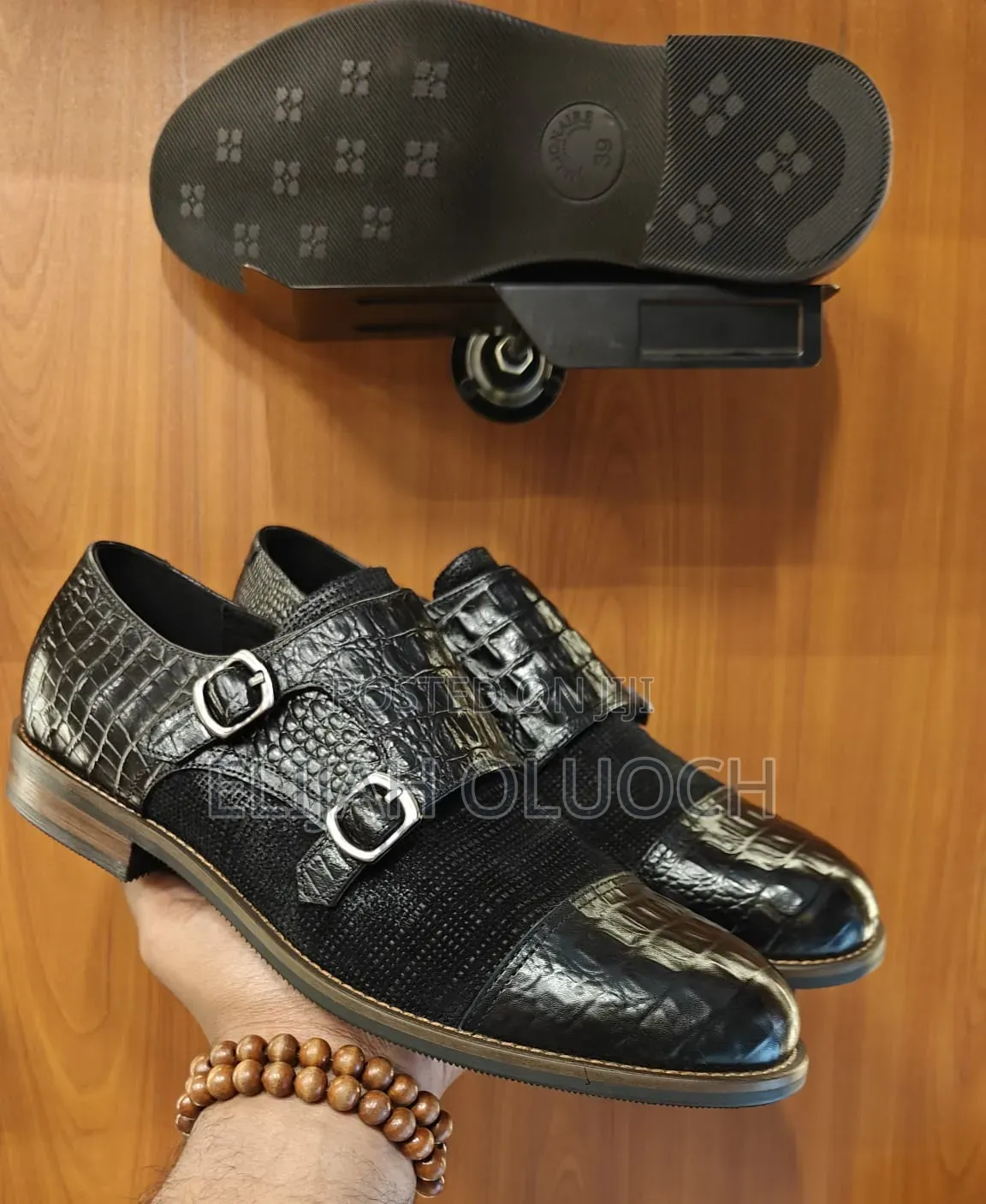 Black Billionaire Leather Lowcuts[Monk Strap] Italian Couture