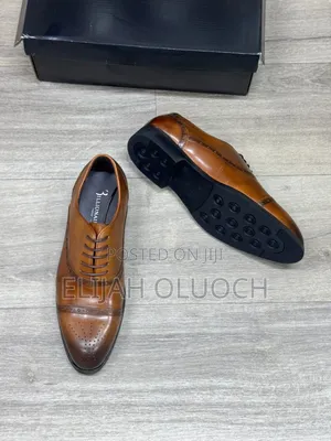 Brown Billionaire Premium Leather Semi-Brogue Oxford Shoes.