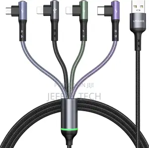 4 in 1 Right Angle Nylon Braided Multi Usb Charger Cable Multiple Fast