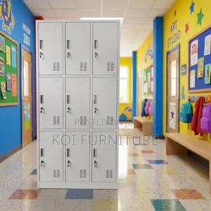 Office Cabinet; 9 Lockers Gray Executive Files Cabinet