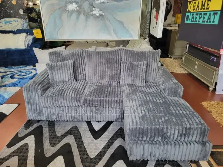 Gray Corduroy Sectional Sofa