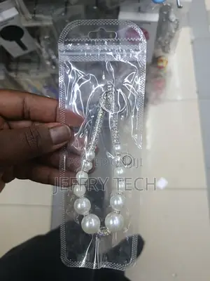 Pearl Lanyard Keychain Phone Charm, an Aesthetic Beaded Wrist Strap