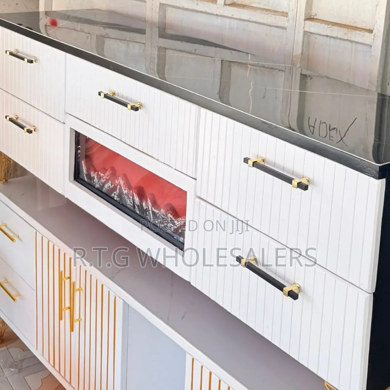 Modern Executive Tv Stand With Fireplace Unit