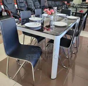 Executive Marble Glass Top Six Sitter Dinning Table