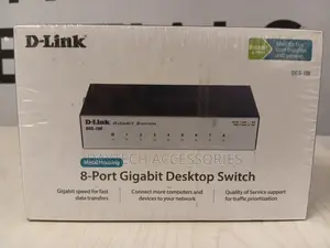 D-Link DGS-108 8-Port Gigabit Desktop Switch in a Metal Housing.