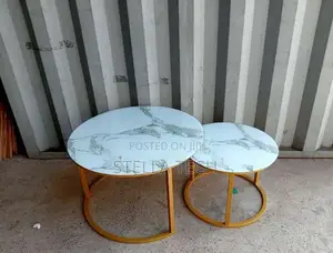 Marble Nesting Coffee Table (Glass Effect) White