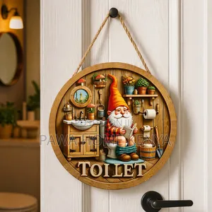 2d Flat Wooden Bathroom Hanging Decor