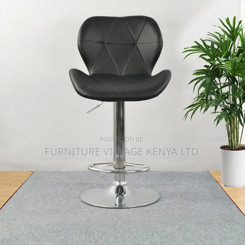 Height Adjustable Leather Cushioned Reception Stool