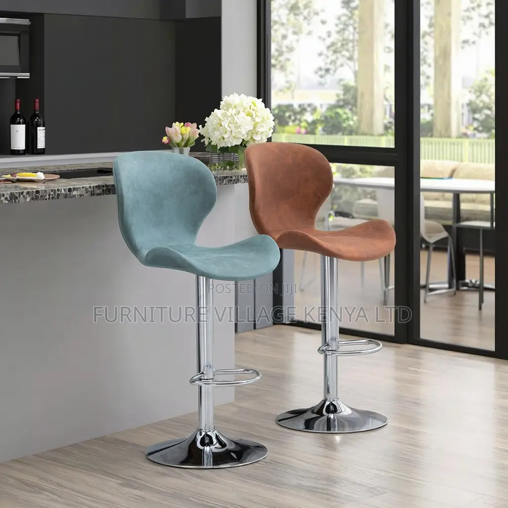 Height Adjustable Leather Cushioned Reception Stool