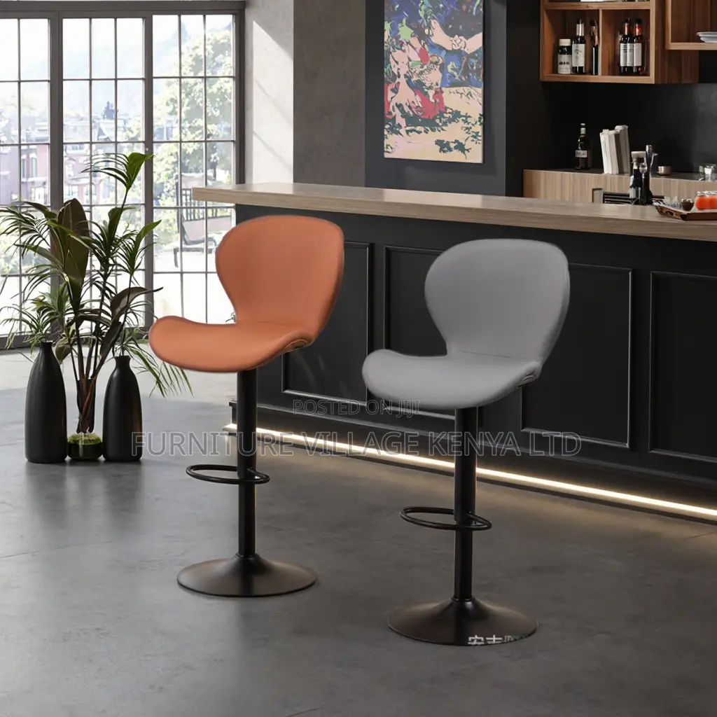 Height Adjustable Leather Cushioned Reception Stool