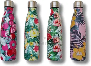 500 Ml Tropical Floral Patterned Stainless Steel Thermal Bottle.