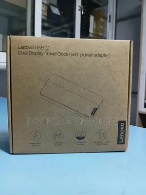 This Is a Lenovo Usb-C Dual Display Travel Dock With a Power Adapter.