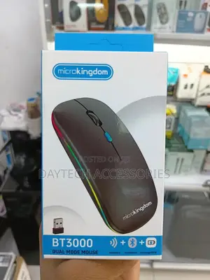 Microkingdom Bt3000 Dual Mode Rechargeable Wireless Mouse in Black.