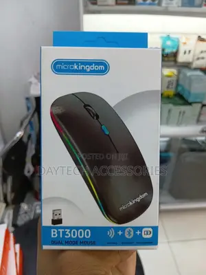 Microkingdom Bt3000 Dual Mode Rechargeable Wireless Mouse in Black.