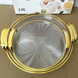 3pc Round Acrylic Decor/Serving Trays