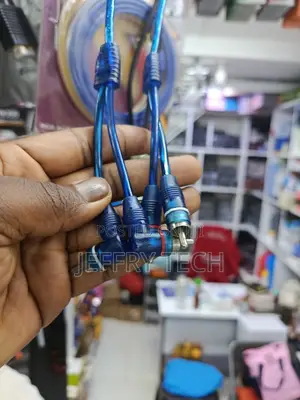 7ft Right Angle to Straight Male 2 Rca Cable Cord Blue