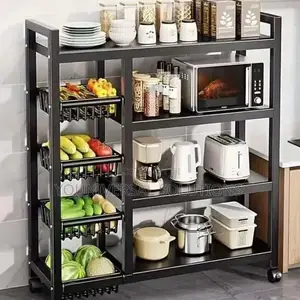 Multi-Layer Kitchen Storage Rack With Movable and Lockable Wheels