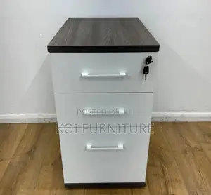 Office Pedestal : Three-drawer Office Pedestal With A Dark Wood Top