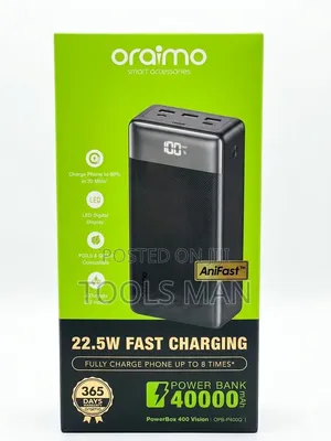 Oraimo 40000mah 22.5w Fast Charge Power Bank - Powerbox 400 Vision.