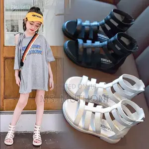 Girls White Gladiator-Style Roman Sandals Size 31-35